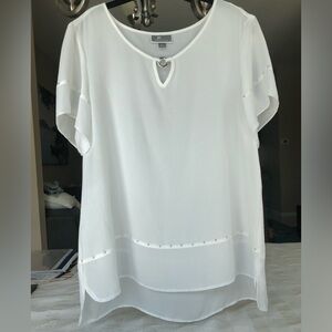JM Collection White Sheer Blouse – Size L